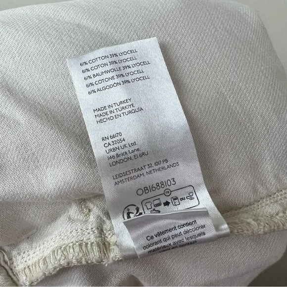 Anthropologie Pilcro High-Rise Cropped Wide Leg Paperbag Jeans Cream XL - Picture 7 of 11